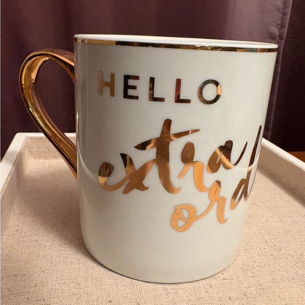 Stella & Dot Gold and White Mug “Hello Extraordinary”